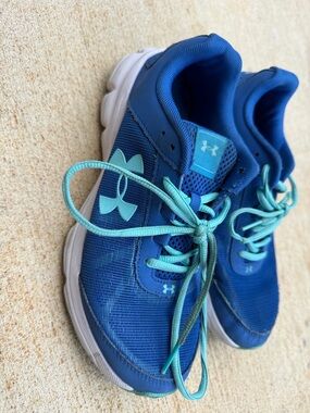 Under Armour Kids Blue Sneakers with Aqua Accents